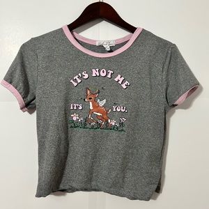 “It’s not me it’s you” Charlotte Russe Grey Tshirt Deer Cute